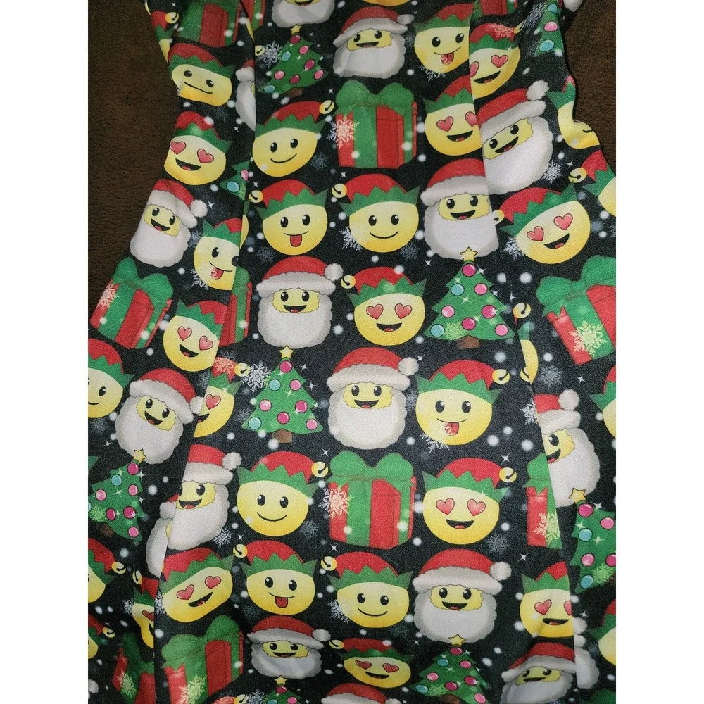Justice holiday Christmas emoji‎ dress size 8 santa tree presents
